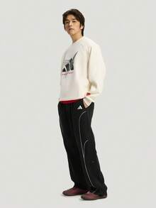 Adidas Men's Casual Striped Colorblock Pocket Loose Fit Sports Long Pants - Black - View 4