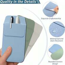 PU Leather Pocket Protector Set – Pen Holder Storage Bag, Suitable For Shirts, Lab Coats And Pants (Various Colors: Pink, Green, Blue, Black, Grey) - Multicolor - View 2
