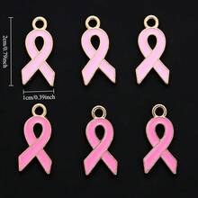 20pcs Female Pink Hope Ribbon Enamel Pendant Women Breast Cancer Awareness DIY Pendants For Jewelry Making Fashion Accessories - Ribbon - View 4