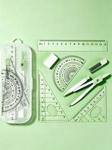 Multifunctional Geometric Ruler Set, Drawing Tools Set (Includes Protractor, Triangle Ruler, Straight Ruler, Compass, Etc.), Angle Ruler And Protractor. Specially Designed For Measuring And Drawing, Ideal For School, Office And Woodworking. Multifunctional, Durable And Resistant To Bending, Clear Markings. Suitable For School And Woodworking Manual Measurement And Drawing - Multicolor - View 2