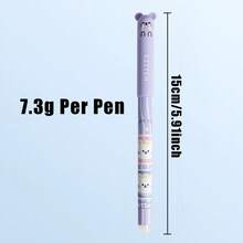 14pcs/35pcs Random Animal Pattern Erasable Ballpoint Pens, 0.5mm Blue Ink With Eraser, Fun Learning Stationery Supplies, Back To School Gift, Suitable For Students - Multicolor - View 6