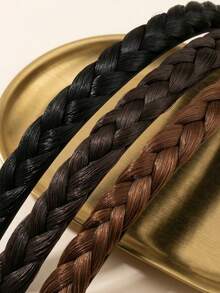 1pc Women's Multi-Color Wide Headband Wig Hair Hoop Fluffy Hair Hoop Decorative Accessory Faux Braided Headband Hair Clip Hair Ornament - Multicolor - View 7