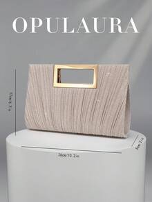 OpulAura 歐美女款時尚閃亮水鑽晚宴包，奢華亮片鑽石手拿包，高端閃耀晚宴包，靜奢風手提包，適合舞會、派對、雞尾酒會、生日派對，可搭配洋裝，適合作為生日禮物、新娘手拿包 - 金色 - 查看 3