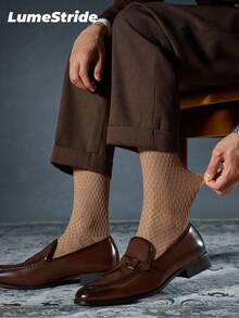 Men Crew Socks | Business & Everyday | Versatile Dress Socks | Comfortable Nylon | All-Match Style - Khaki - View 6