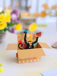 1/3 buah Kartu Ulang Tahun Pop-Up 3D Lucu, Kartu Ulang Tahun Monyet Lucu dengan Desain Pop-Up 3D, Bagian Belakang Kosong untuk Menulis, Termasuk Amplop/Pegangan, Juga Cocok Sebagai Dekorasi Pesta Ulang Tahun atau Kartu Natal (Perlu Dirakit, Termasuk Video Instruksional) - Beraneka warna - View 8