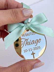 Personalized Baptism Gift Tags, Customized Gold Acrylic Cross Baptism Party Favor Tags, Baby Baptism Party Decoration, Gift Box Labels, Keepsake Charms - Multicolor - View 9