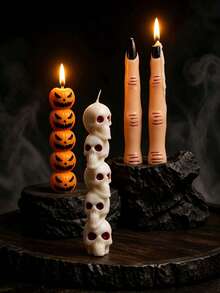 Halloween Pumpkin Candle, Atmospheric Skeleton Finger Candle, Colorful Smokeless Candle, Holiday Decoration, Candle - Fantasy Creative Decor, Home Decor, Suitable For Party, Home And Living Room, Halloween And Christmas Gift - Multicolor - View 2