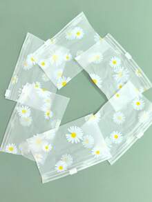 Daisy Pattern Frosted Zipper Storage Bag, Dustproof And Moisture-Proof Self-Sealing Bag, Portable Hair Scrunchies, Doll Charms, Jewelry, Small Accessories Storage Pouch, Travel Storage Bag, Gift Packaging Bag - Multicolor - View 8