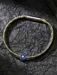 diffone 1pc Men's 3mm Paracord Evil Eye Blue Bead Double Strand Bracelet, Handmade Jewelry Gift, Daily Accessory - Evil Eye Bracelet - View 10