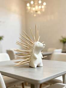 Nordic Style 3D Hedgehog Toothpick Holder, Cute Animal Toothpick Storage Organizer, Creative Practical Tabletop Decor Ornament For Home And Restaurant - White - View 9