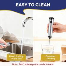 Lalayuan 1pc Mini Portable USB Rechargeable Stainless Steel Handheld Milk Frother & Egg Beater, Includes Charging Cable - View 10