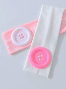 1件女款時尚多巴胺鈕扣裝飾波點印花柔軟防滑髮箍，彈性瑜伽運動髮飾，適合日常穿搭與多種場合 - 彩色 - 查看 3