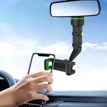 汽車後視鏡手機支架，360°可旋轉且可折疊，附可調節多關節支臂，通用夾式手機導航支架 - 多款式 - 查看 8