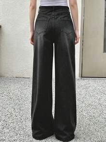 Teen Girl's Loose Washed Wide Leg Pants, Versatile For Daily Wear - Black - View 6