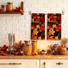 2/4/48pcs Autumn Series Colorful Maple Leaf Print Kitchen Towels - Ultra Soft, Highly Absorbent Polyester Dishcloths And Hand Towels, Perfect For Holiday Decor, Kitchen Decor, Party Decor. - Multicolor - View 2