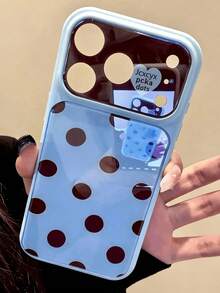 Polka Dot Cute Minimalist Pink Candy Color Phone Case, Compatible With IPhone 17 Pro Max 17 Pro 17 16 Pro Max 16 Pro 16 15 Pro Max 15 Pro 15 14 Pro Max 14 Pro 14, Cute Glossy Jelly Color Anti-Drop Back Cover - Baby Blue - View 2