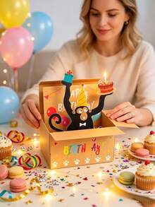 1/3 buah Kartu Ulang Tahun Pop-Up 3D Lucu, Kartu Ulang Tahun Monyet Lucu dengan Desain Pop-Up 3D, Bagian Belakang Kosong untuk Menulis, Termasuk Amplop/Pegangan, Juga Cocok Sebagai Dekorasi Pesta Ulang Tahun atau Kartu Natal (Perlu Dirakit, Termasuk Video Instruksional) - Beraneka warna - View 3