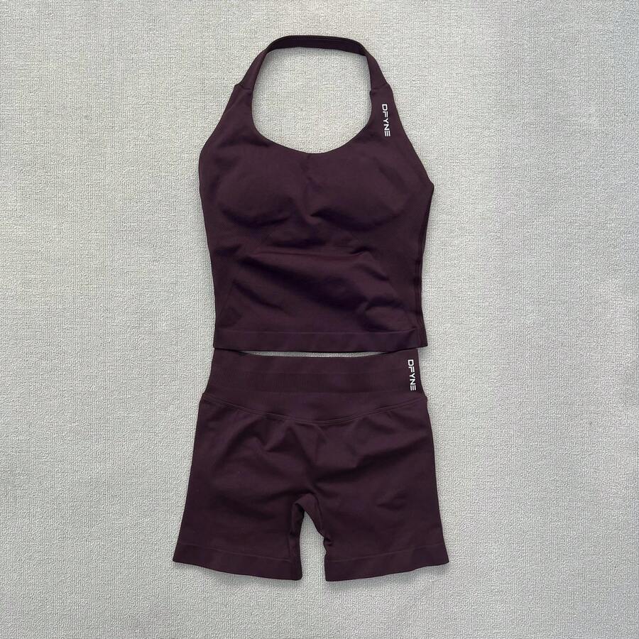 Women Two-Piece Outfits - Espresso Coffee - View 1