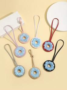 Hot-Selling New DIY Handmade Cute Cartoon PU Padded Donut Keychain, 1pc Personalized Creative Leather Macaron Color Bread Ring Car Key Backpack Charm, Mother's Day Gift, Girlfriend Gift, Bag Decoration Pendant, Holiday Creative Gift, Event Favor, Suitable For Daily Use - Multicolor - View 2