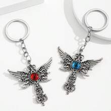 2pcs Gothic Style Wing Cross Demon Eye Keychains, Vintage Alloy Pendant, Punk Style Bag Charm Accessories, Suitable For Keys And Backpacks, Gift For Men And Women - Multicolor - View 9