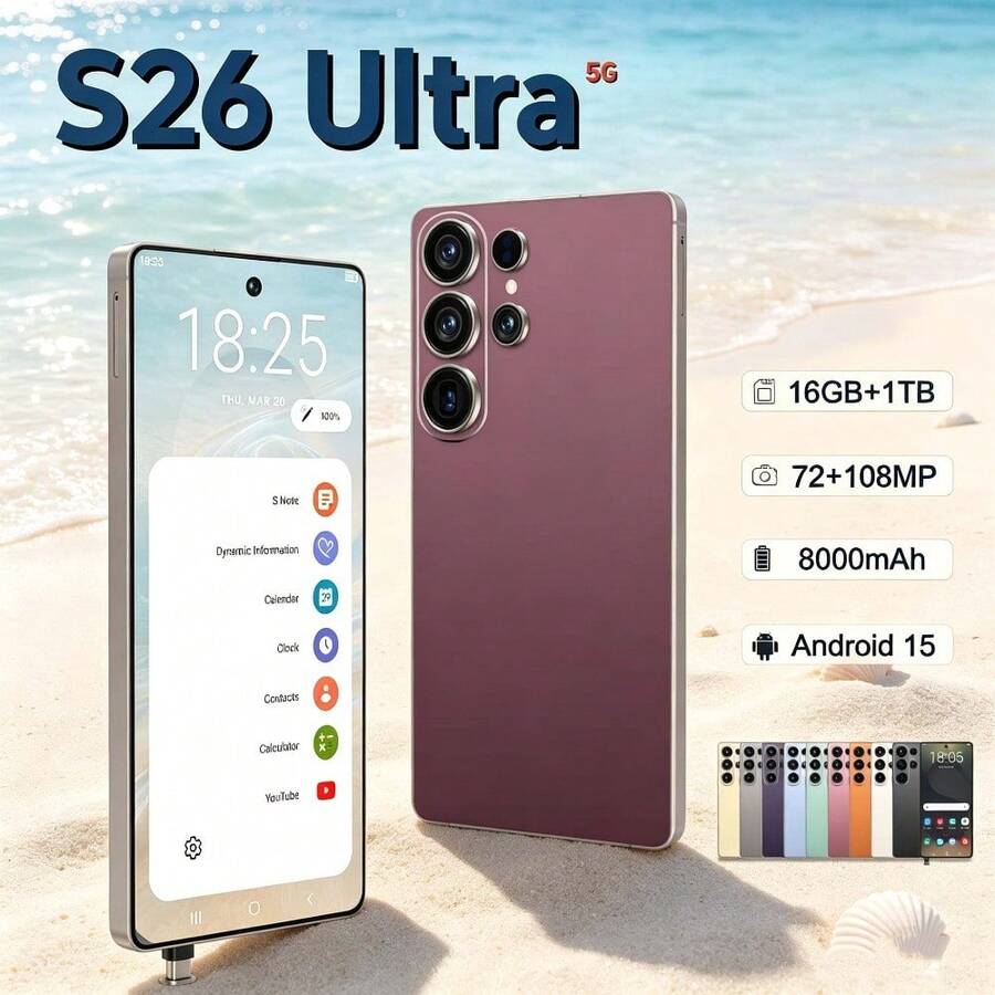 S26 Ultra: A Smart Phone With A Large Display, Fast Charging Capability, Type-C Port For Charging As Well As For Headphones; It Allows For Continuous Use Throughout The Day Without The Need For Frequent Charging. - Rose Gold - View 1
