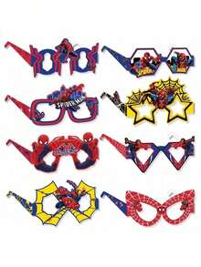 8pcs Costume Paper Glasses, Multiple Cartoon Style Photo Props, Superhero Birthday Party Decoration Accessories - Multicolor - View 2