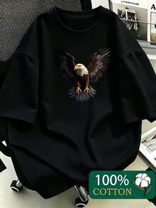 2026 New Large-Size Women's Round-Neck Pullover Short-Sleeve T-Shirt, 100% Pure Cotton, Loose-Fitting, Fashionable Casual Sports Top, Comfortable Ever - Black - View 1