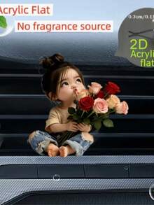 1pc Cute Pouty Girl Holding Heart Acrylic Car Air Vent Clip Decor - A - View 8