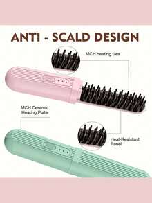Portable Mini Straightening Comb, USB Rechargeable Negative Ion Comb, Dual-Function Curling Iron/Electric Heating Comb, Constant Temperature Anti-Scald Design, Suitable For Travel, Home, Salon Use, Ideal Gift For Friends And Family, Women's Gift - Multiple Styles - View 8