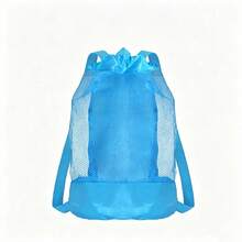 1pc Large Capacity Mesh Beach Storage Bag, Beach Toy Bag, Autumn/Winter Organizer Bag, Multi-Functional Storage Bag, Breathable Drawstring Backpack, Suitable For Swimming Pool, Outdoor Sports, Swimming Accessories, Camping Beach Essentials - Multicolor - View 12