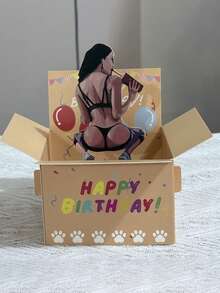1pc Funny Birthday Pop-Up Card, 3D Design Humorous Monkey Birthday Card, Blank Back For Writing, Comes With Envelope/Handle, Unique Gift For Friends, Also Suitable For Birthday Party Decoration Or Christmas Card - Multicolor - View 9