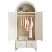 Wardrobe 181x78x45 Cm With Rattan Weave - 白色 - 查看 3