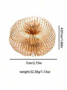 1pc Fashionable Personalized Exaggerated Spring Retractable Bracelet, Hollow Cuff Bracelet, Party Accessory - Gold - View 5