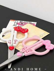 SANRIO 1pc Hello Kitty Stainless Steel Scissors, Cute Stationery Craft Scissors, Multi-Function Fabric Scissors Set, Kawaii Handmade Supplies, Plastic Material, Bow & Heart-Shaped Handle, Suitable For School And Office Use - Upgraded Version - View 5