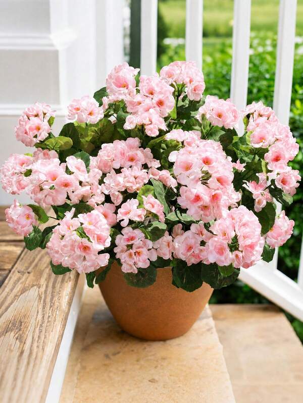 6/4/2 Stems Artificial Geranium - Realistic Pink Artificial Flower Decoration, Suitable For Room Decor, Autumn Decor, Indoor And Outdoor Decoration, Perfect For Weddings, Gardens, Porches, Patios, Windowsills, Flower Boxes And Hanging Baskets, Maintenance-Free Plants, Artificial Outdoor Floral Shrubs