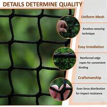 Safety Rope Net For Kids, Nylon Knotless Fence Net For Stairway Balcony Guard, Outdoor Terrace Decoration Pet Anti-Fall Rope Netting(Size:1M*2M(3.3FT*6.5FT),Color:Black) - Black - View 3