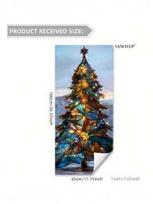 1pc Large Double-Sided Christmas Tree Window Sticker, Suitable For Bedroom, Living Room Or Bathroom Window Decoration, Holiday Season Christmas Tree Glass Window Sticker Decor - Multi-color - View 7