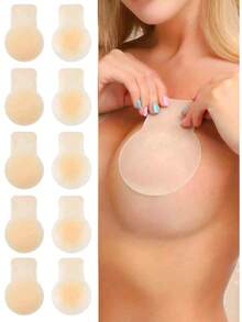 2/10 Stück nahtlose Silikon-Brustwarzenabdeckungen, sexy, waschbar, mit Lifting-Effekt, nahtloses Design reduziert Kontrast für ein glatteres Aussehen - Silikon-Lifting-Stil - Übersicht 1