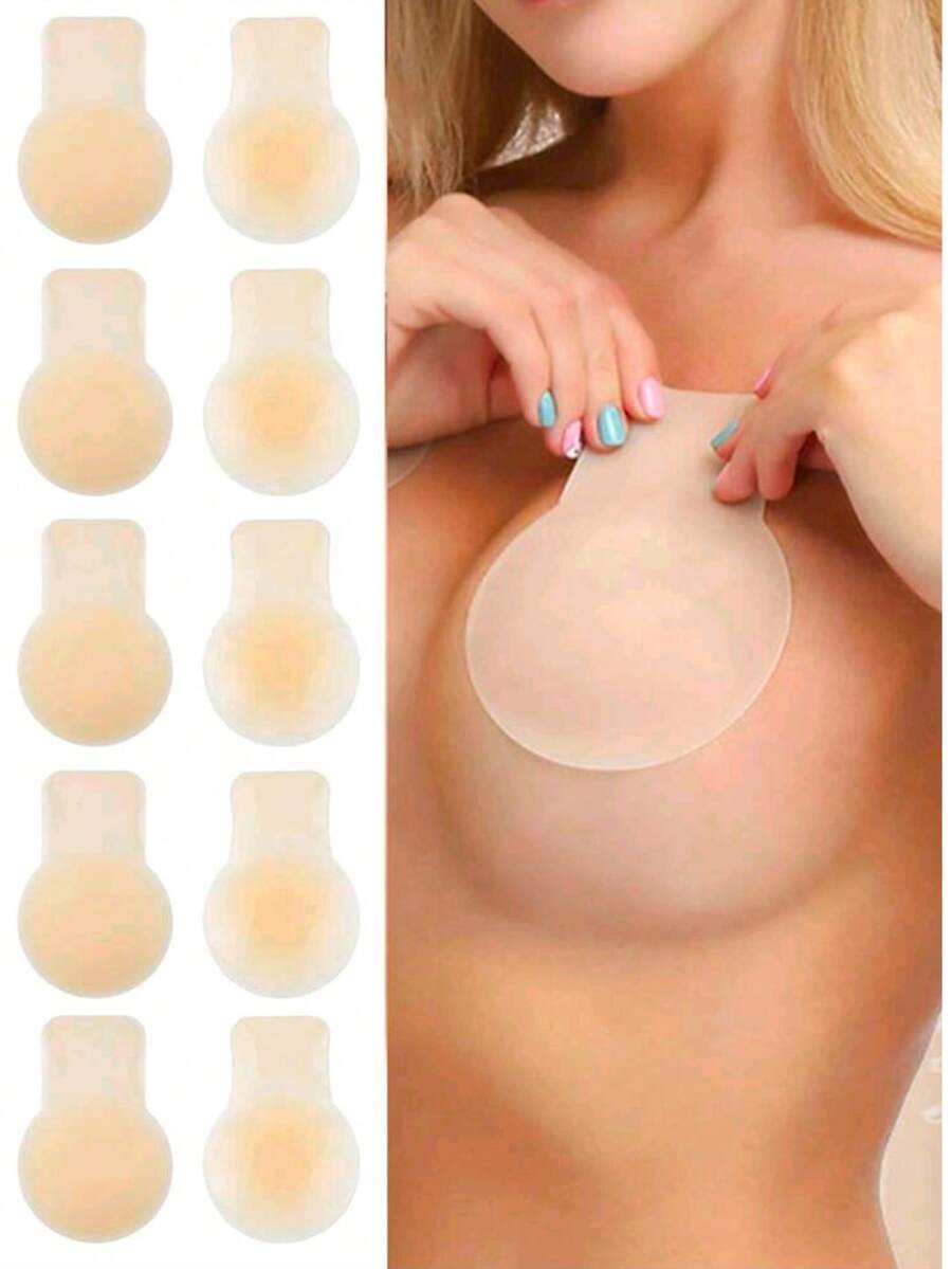 2/10 Stück nahtlose Silikon-Brustwarzenabdeckungen, sexy, waschbar, mit Lifting-Effekt, nahtloses Design reduziert Kontrast für ein glatteres Aussehen - Silikon-Lifting-Stil - Übersicht 1