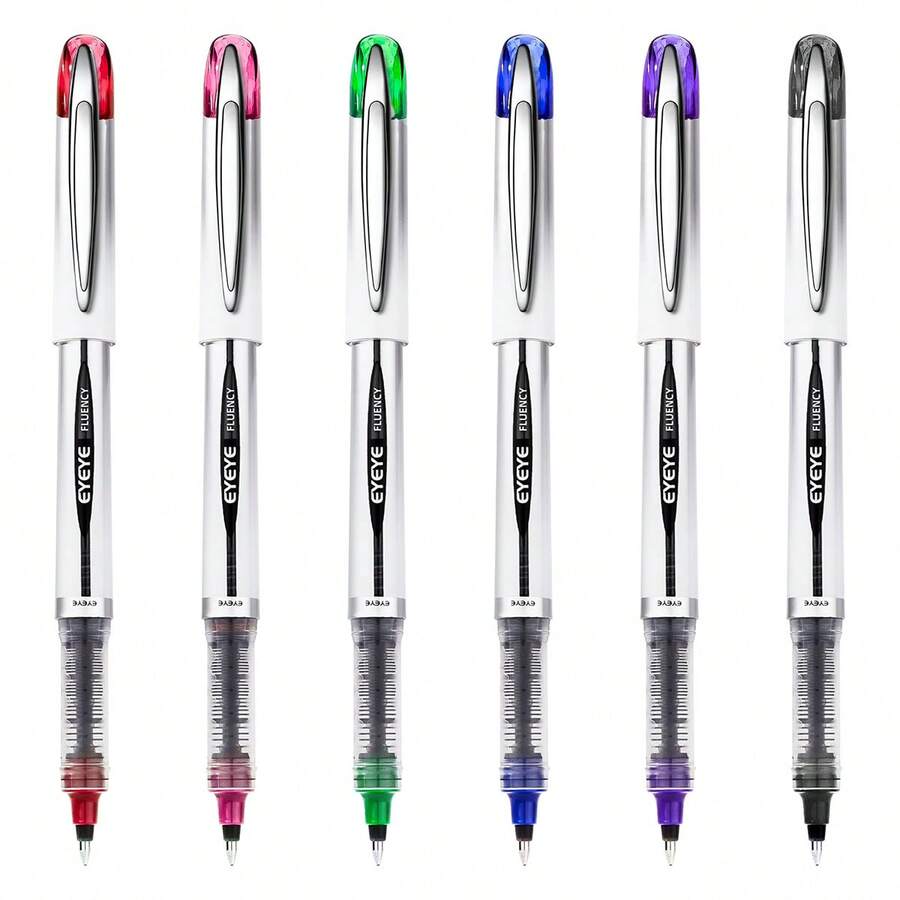 Luxury Rollerball Pen Set, 6 Pack, 0.7mm Fine Tip, Quick Dry Ink, Large Capacity Ink Pens, Smooth Writing For Note Taking, Journaling, Planner, Office Work,Meeting Notes,Calendar Marking And Daily Use, Back To School - Sets - View 1