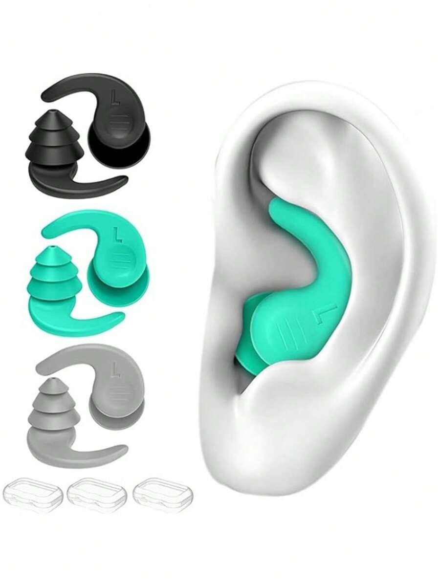 Multipurpose Swimming Ear Plugs With Layered Sound Reduction Flexible Portable Ear Plug For Swimmers Travelers Reusable Ear Plugs For Sleeping Ideal For Deep Sleep And Long Flights Silicone Swim Earplugs For Adults Outdoor Beach Pool Essentials
