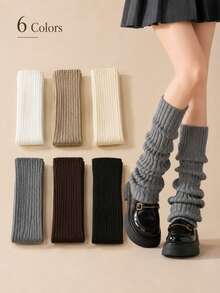 3/2/1Pair Sock Sleeves,Slouchy Sock Covers, Minimalist Solid Color Soft Slouch Socks, JK Style Striped Mid-Calf Slouchy Sock Covers, Y2K Style Leg Warmers, Warm Calf-Length Sock Covers, Suitable For Home & Outings In Spring, Autumn & Winter - Multiple Styles - View 12