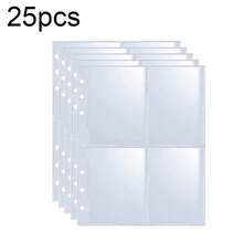 25 Paket Isi Ulang Binder Loose Leaf 6-Ring A5 100 Halaman, Pelindung Kartu Kecil 2,5x3,5 Inci, Pelindung Halaman Dua Sisi 4 Kantong, Pelindung Kartu Koleksi Ultra-Transparan - MultiWarna - View 8