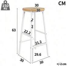 Bar Set: Kitchen Island Table With Storage & 2 Bar Stools, White, Wood Look, With Glass Cabinet Doors & Adjustable Shelves, Load Capacity Up To 150 Kg Per Stool - White - View 4