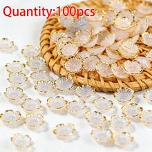 100pcs Acrylic Dual-Color Gold Foil Flower Beads, Acrylic Loose Beads For Jewelry Making - Two-tone Flower Bead - View 11