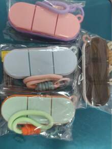 Dopamine-Colored Portable Braided Lanyard Three-Compartment Pill Box With Sealing Ring, Waterproof And Moisture-Proof, Individual Compartments For Carrying Health Supplements And Vitamins - View 11