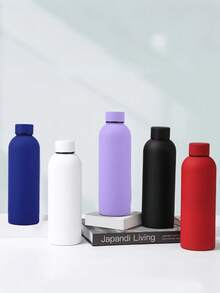 17oz/500ml Matte Stainless Steel Water Bottle, Leakproof Insulated Flask With Dust-Proof Cap, Reusable Travel Cup, Minimalist Drinkware With 10 Color Options For Office, School, Gym & Daily Hydration - Multicolor - View 2