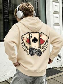 American Vintage Streetwear Boys Sweatshirt, Retro Poker Cards & Dice Back Print, Soft Autumn/Winter Campus Top - Apricot - View 8