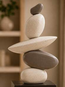 Stacked Stone Sculpture - Abstract Balanced Rock Resin Art Sculpture, Fashionable And Elegant Design, Decorative Desktop Ornament, Suitable For Home And Office, Can Be Given As Birthday, Graduation, Christmas Gift. 3 Colors Available For You To Choose - Multicolor - View 4