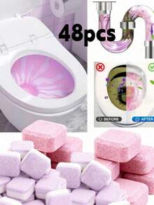 1/6/16/24/36/50pcs Purple And Pink Powerful Deodorizing Effervescent Tablets, With Odor Removal, Urine Stain Removal, Alkaline Dissolving And Rich Foam Functions, Suitable For Toilet Gaps And Other Cleaning Scenarios - Solid State - View 9